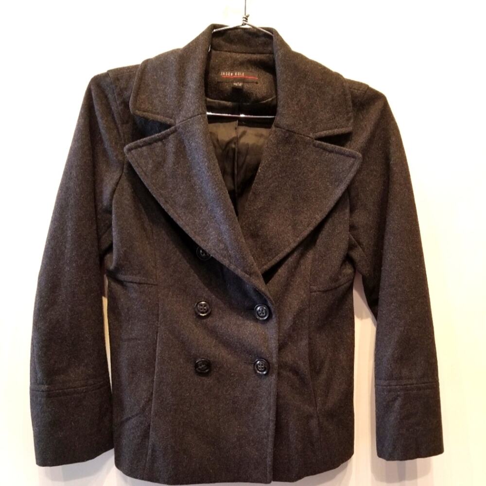 Jason‎ Kole Grey Wool Jacket Fitted Warm Winter Coat Women's Size S